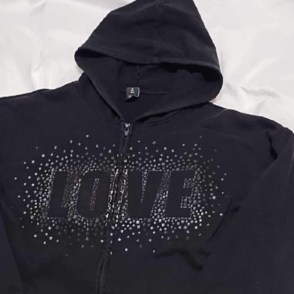 Xersion Black Zip-Up Hoodie Girl's XL